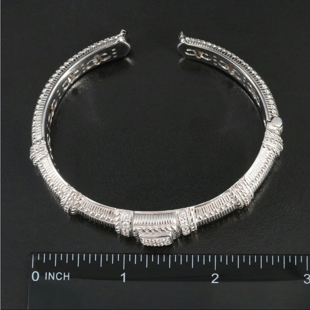 Judith Ripka Silver Textured Bangle Bracelet - Picture 2 of 9